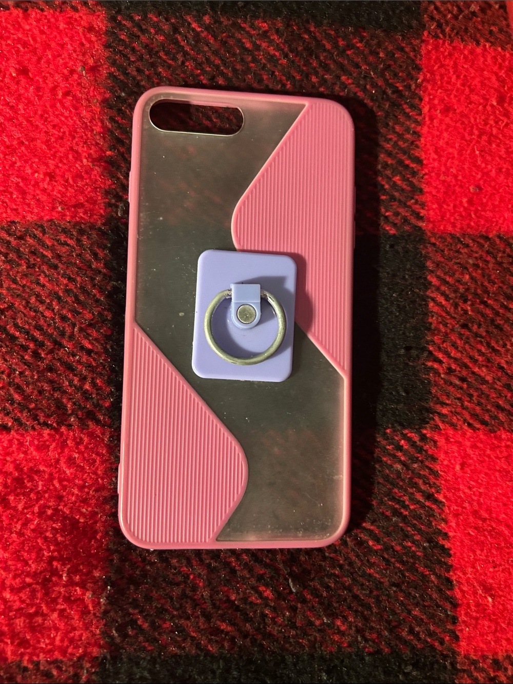 Pink Clear iPhone 7 Plus Case with Purple Ring Holder - Compatible Accessory